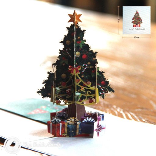 Colourful Christmas Tree & Presents Handmade 3D Pop-Up Christmas Card