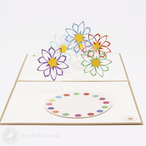 Colourful Flowers 3D Pop-Up Greeting Card