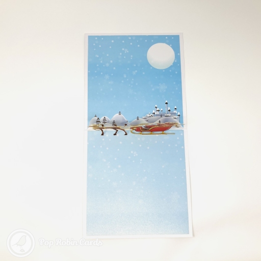 Colourful Reindeer & Santa Sleigh 3D Handmade Pop Up Christmas Card