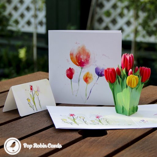 Colourful Tulips 3D Pop Up Greetings Card