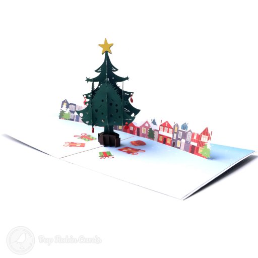 Christmas Tree & Houses Handmade 3D Pop-Up Christmas Card