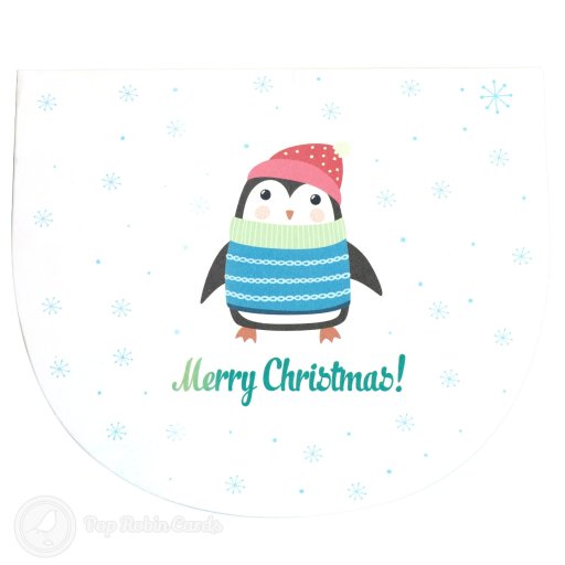 Cosy Penguin Christmas House Handmade 3D Pop-Up Christmas Card