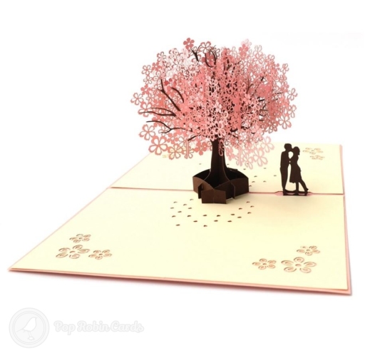 Falling In Love Cherry Blossom 3D Pop-Up Romantic Card