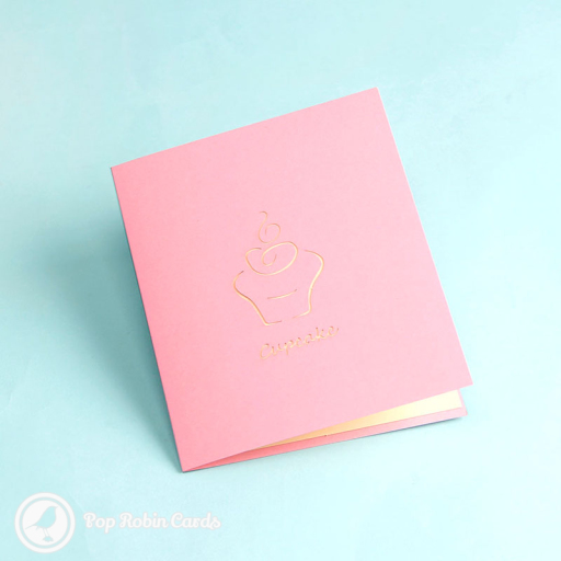 Sweet Pink Cupcake Handmade 3D Pop Up Card