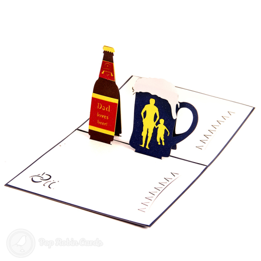 Dad Loves Beer Handmade Pop Up Card