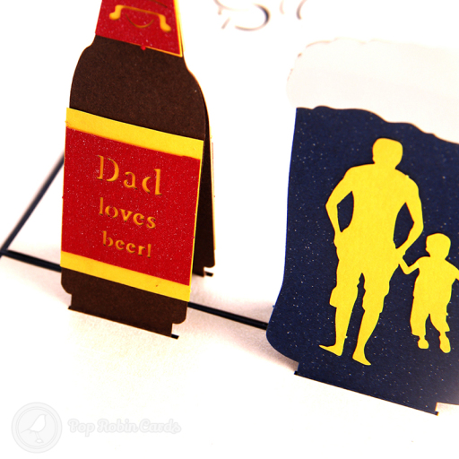 Dad Loves Beer Handmade Pop Up Card