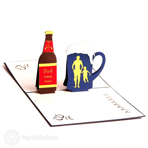 Dad Loves Beer Handmade Pop Up Card