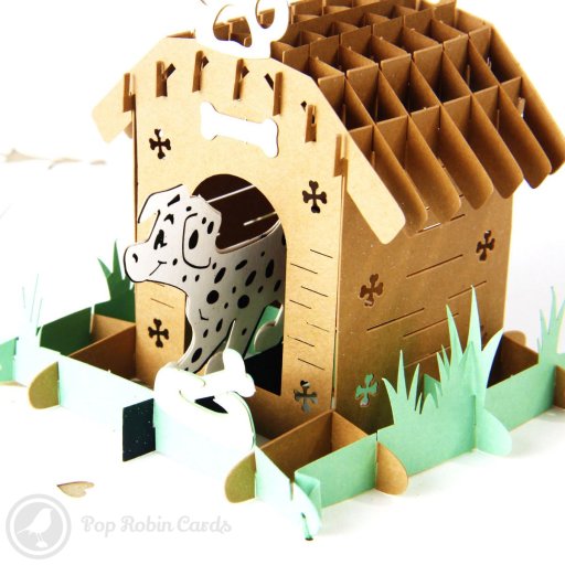 Dalmation Dog in Kennel 3D Pop Up Greetings Card