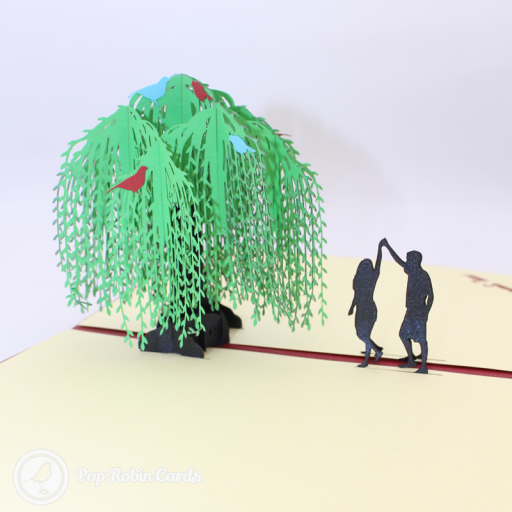 Romantic Couple Dancing Under Willow Tree 3D Pop Up Card