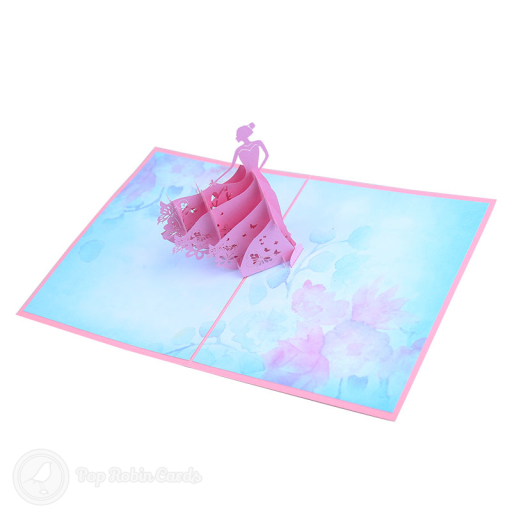 Dancing Girl In Ball Gown Handmade 3D Card