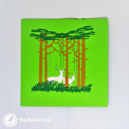 Deer And Forest Handmade 3D Pop-Up Card