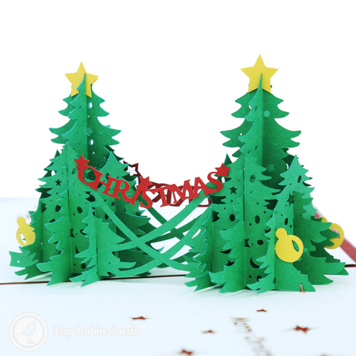 Double Christmas Trees 3D Pop Up Handmade Card