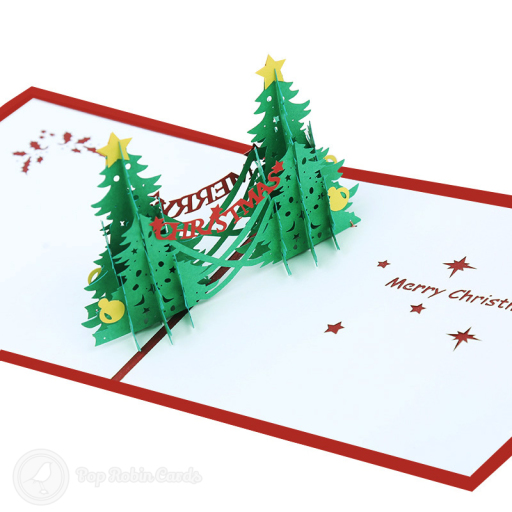 Double Christmas Trees 3D Pop Up Handmade Card