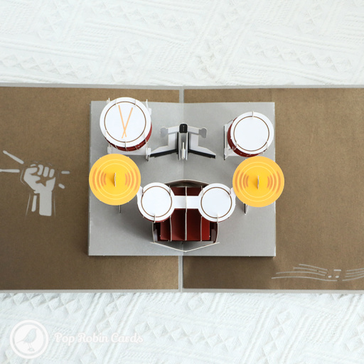 Drum Kit Handmade 3D Pop Up Greeting Card