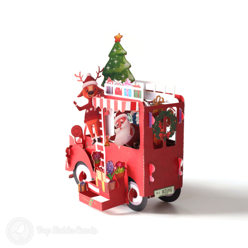 Father Christmas Present Delivery Van 3D Pop Up Card