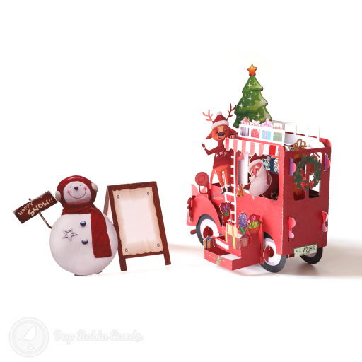 Father Christmas Present Delivery Van 3D Pop Up Card