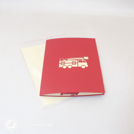 Red Fire Engine Handmade 3D Pop Up Card