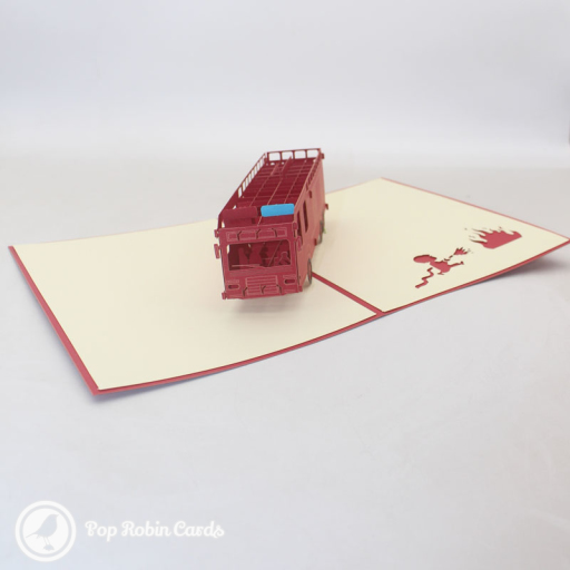 Red Fire Engine Handmade 3D Pop Up Card