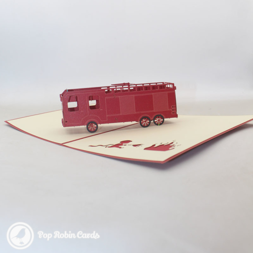 Red Fire Engine Handmade 3D Pop Up Card