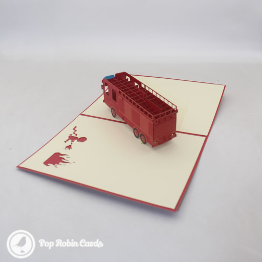 Red Fire Engine Handmade 3D Pop Up Card