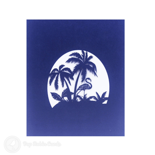 Pink Flamingoes In Palm Tree Grove 3D Pop Up Card