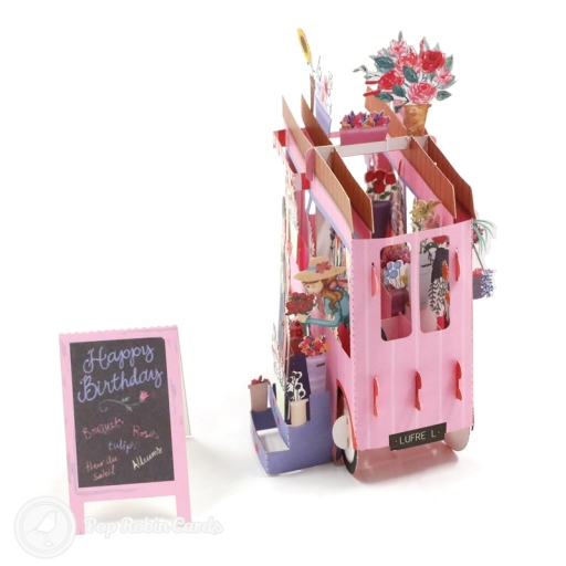 Florist Van Handmade 3D Pop-Up Birthday Card