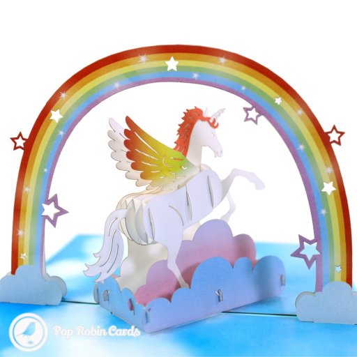 Fabulous Flying Unicorn In Sky Handmade 3D Pop-Up Card