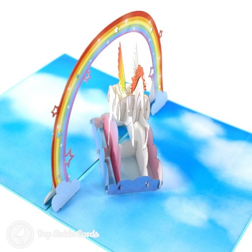 Fabulous Flying Unicorn In Sky Handmade 3D Pop-Up Card