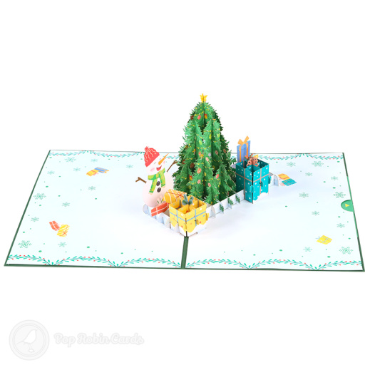 Foil Cover Christmas Tree & Snowman 3D Pop Up Christmas Card