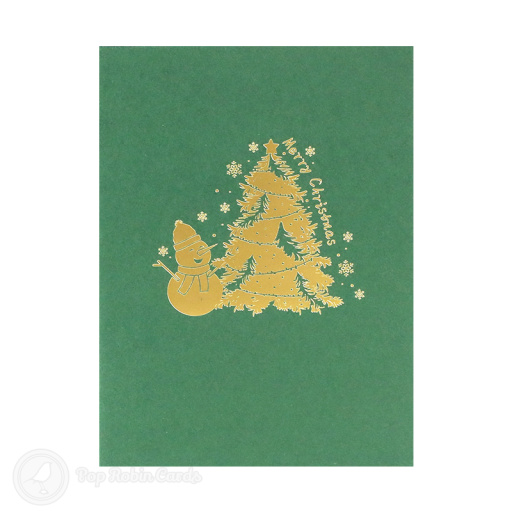 Foil Cover Christmas Tree & Snowman 3D Pop Up Christmas Card