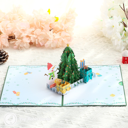Foil Cover Christmas Tree & Snowman 3D Pop Up Christmas Card