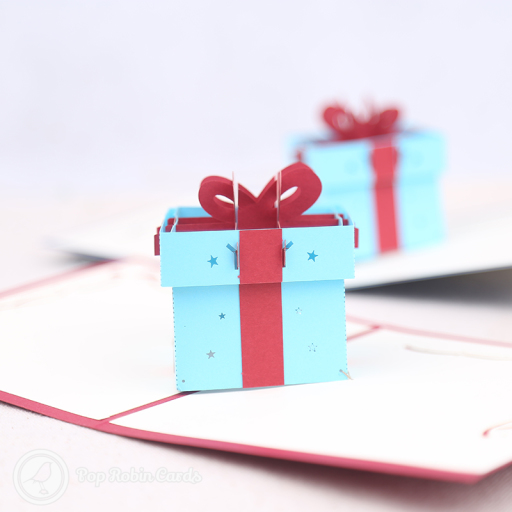 Cute Gift Box With Ribbon Handmade 3D Card