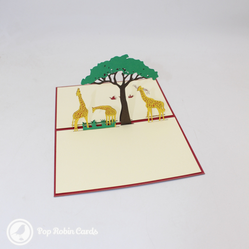 Giraffe Herd On Savannah Handmade 3D Pop Up Card
