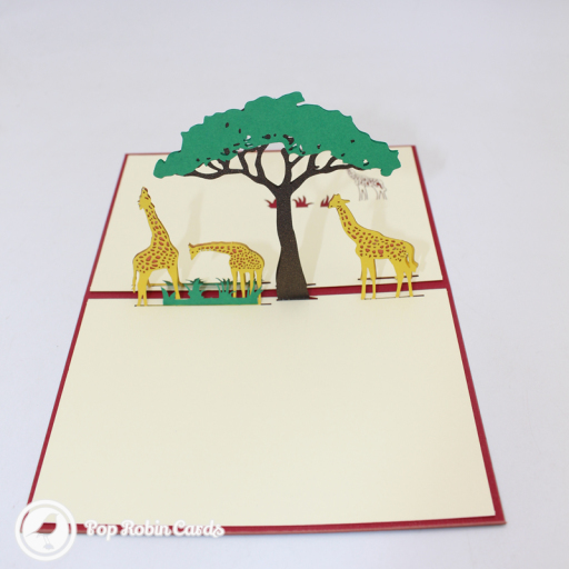 Giraffe Herd On Savannah Handmade 3D Pop Up Card
