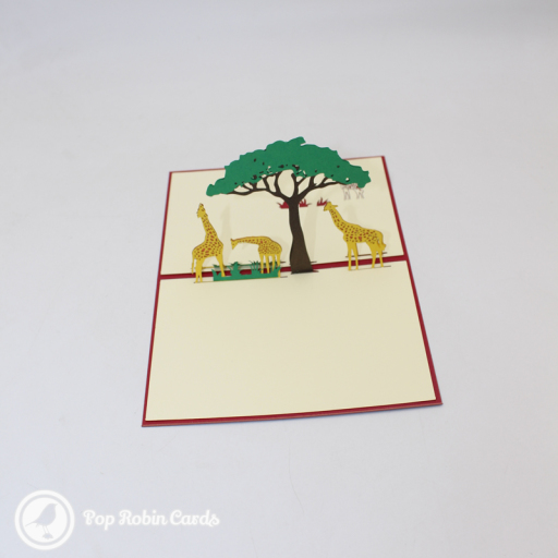 Giraffe Herd On Savannah Handmade 3D Pop Up Card