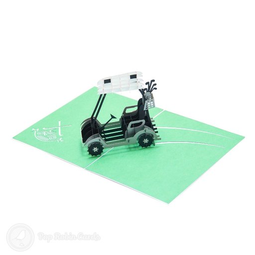 Golf Cart With Clubs Handmade 3D Pop-Up Card