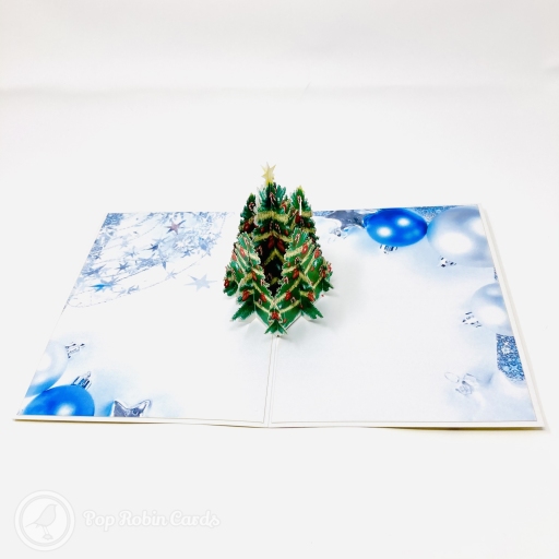 Green Christmas Tree & Blue Baubles 3D Pop Up Christmas Card