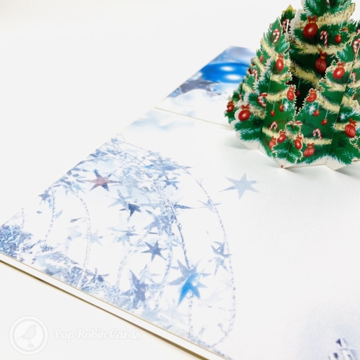 Green Christmas Tree & Blue Baubles 3D Pop Up Christmas Card