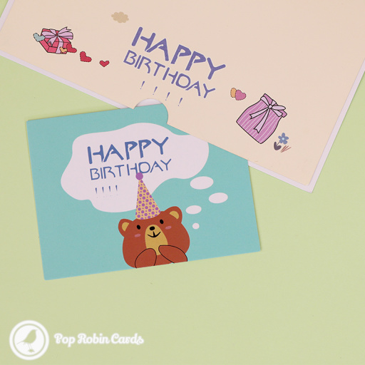 Happy Birthday Bear With Cake 3D Pop Up Card