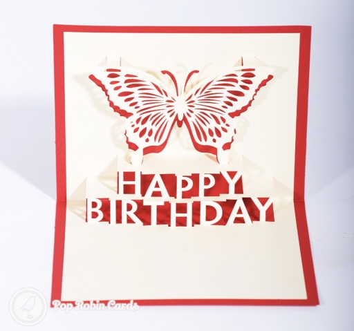 Happy Birthday Butterfly Handmade 3D Pop Up Card