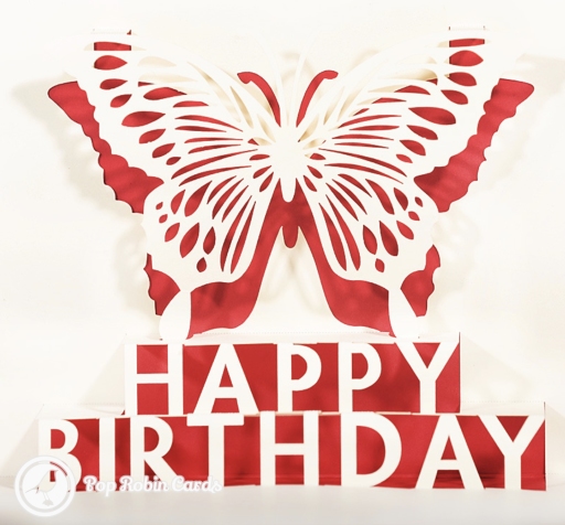 Happy Birthday Butterfly Handmade 3D Pop Up Card
