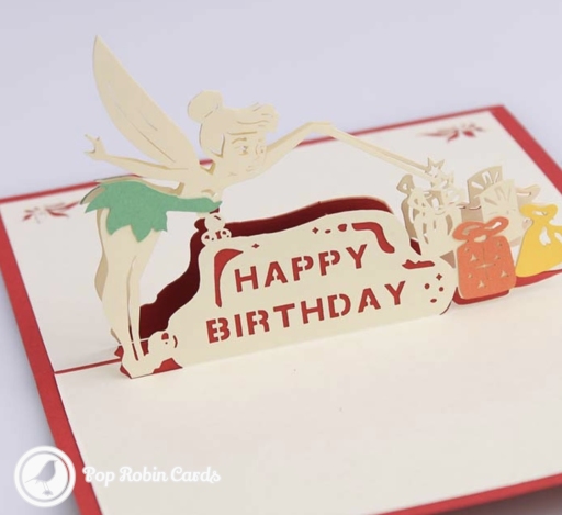 Tinkerbell Fairy Happy Birthday Handmade 3D Birthday Card