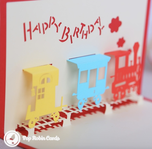 Happy Birthday Steam Train Handmade 3D Pop Up Card