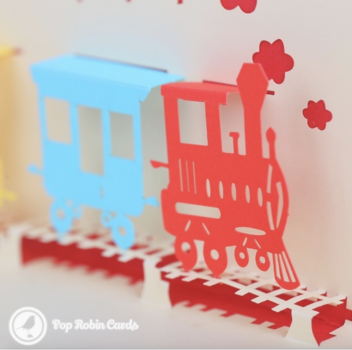 Happy Birthday Steam Train Handmade 3D Pop Up Card