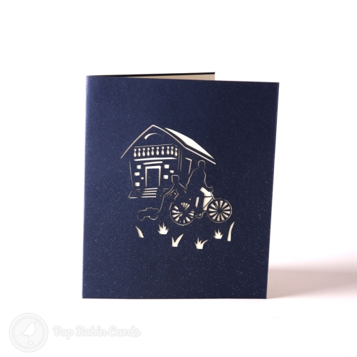 Parent & Child Riding On Bike 3D Pop Up Card