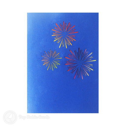Happy New Year Evening Fireworks Display 3D Pop Up Card