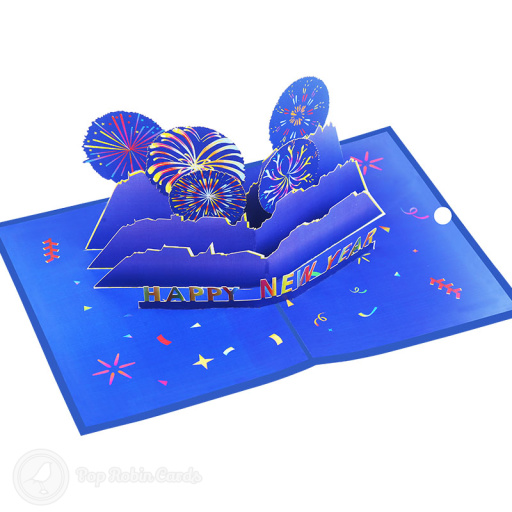 Happy New Year Evening Fireworks Display 3D Pop Up Card