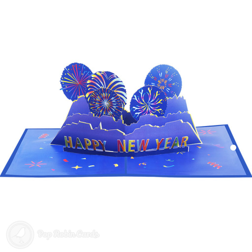 Happy New Year Evening Fireworks Display 3D Pop Up Card