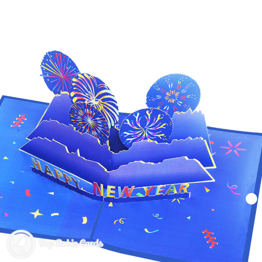 Happy New Year Evening Fireworks Display 3D Pop Up Card