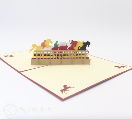 Horse Race 3D Handmade Pop Up Greeting Card
